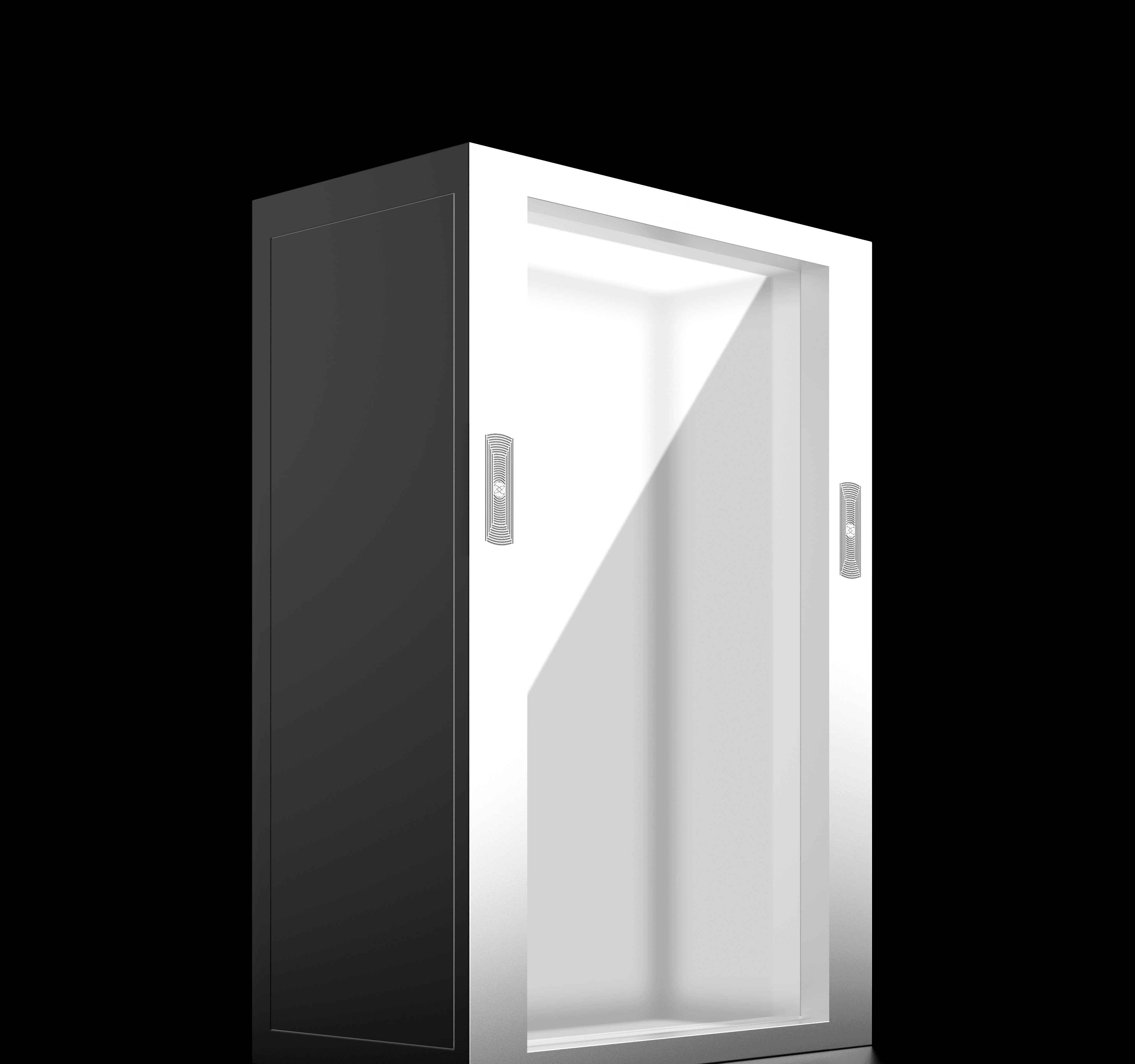 The Holobox holographic display, photographed in white at three-quarter angle.